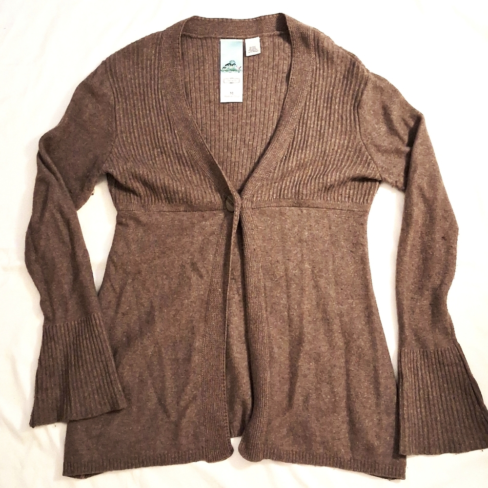Anthropologie Brown Ribbed Knit Cardigan